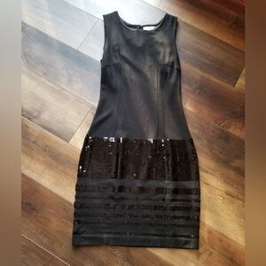 Calvin Klein Black Dress Sheath with Sequin Accents Stretch 6 #19